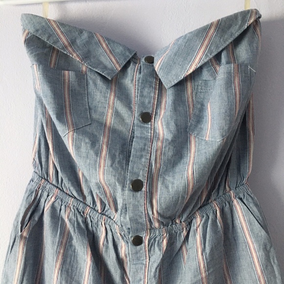 Boho Striped Strapless Shirt dress Small - Picture 2 of 10